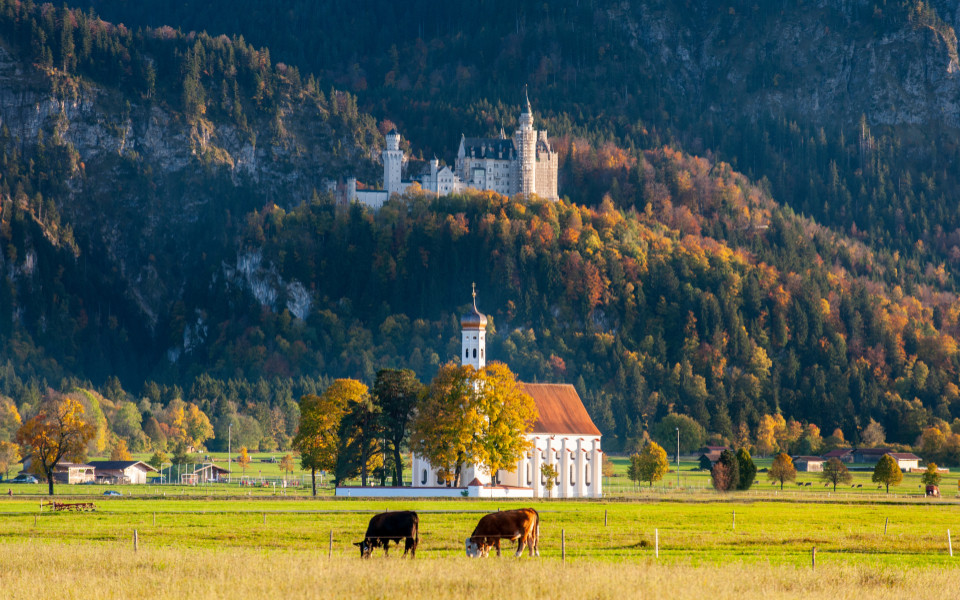 Ausflugstipps in M&uuml;nchen und Umgebung: Schloss Neuschwanstein und Wallfahrtskirche St. Coloman bei Schwangau im Allg&auml;u